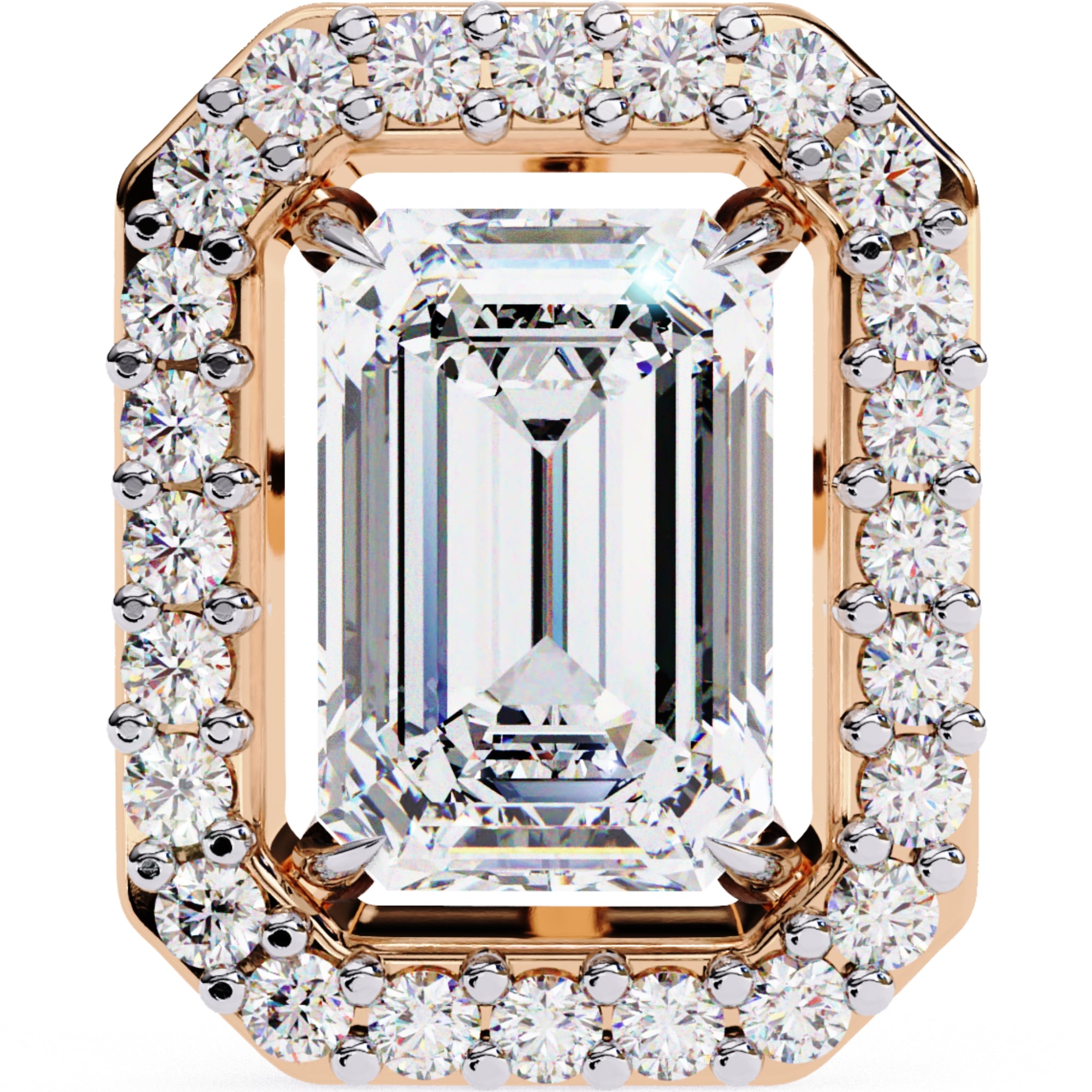 Cercei Stud Louvre Radiant cu Diamante Create în Laborator de 0.86 ct din 18K Aur Roz - Castelo.ro