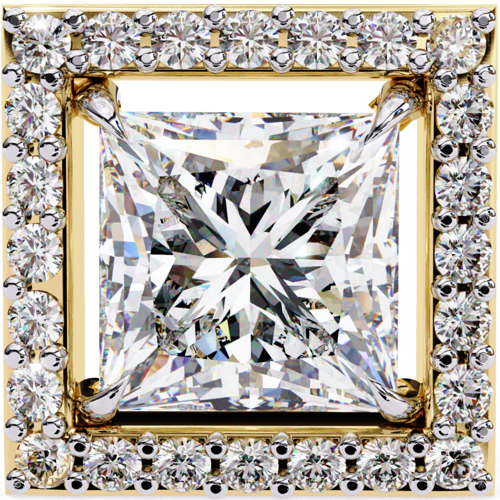 Cercei Stud Square cu Diamante Create în Laborator de 0.84 ct din 18K Aur Galben - Castelo.ro