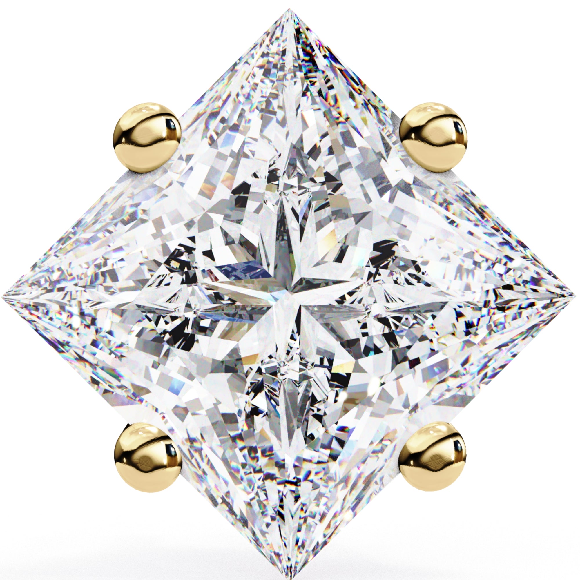 Cercei Stud Cu Diamante Naturale Tăietură Princess de 2 ct din - Castelo.ro