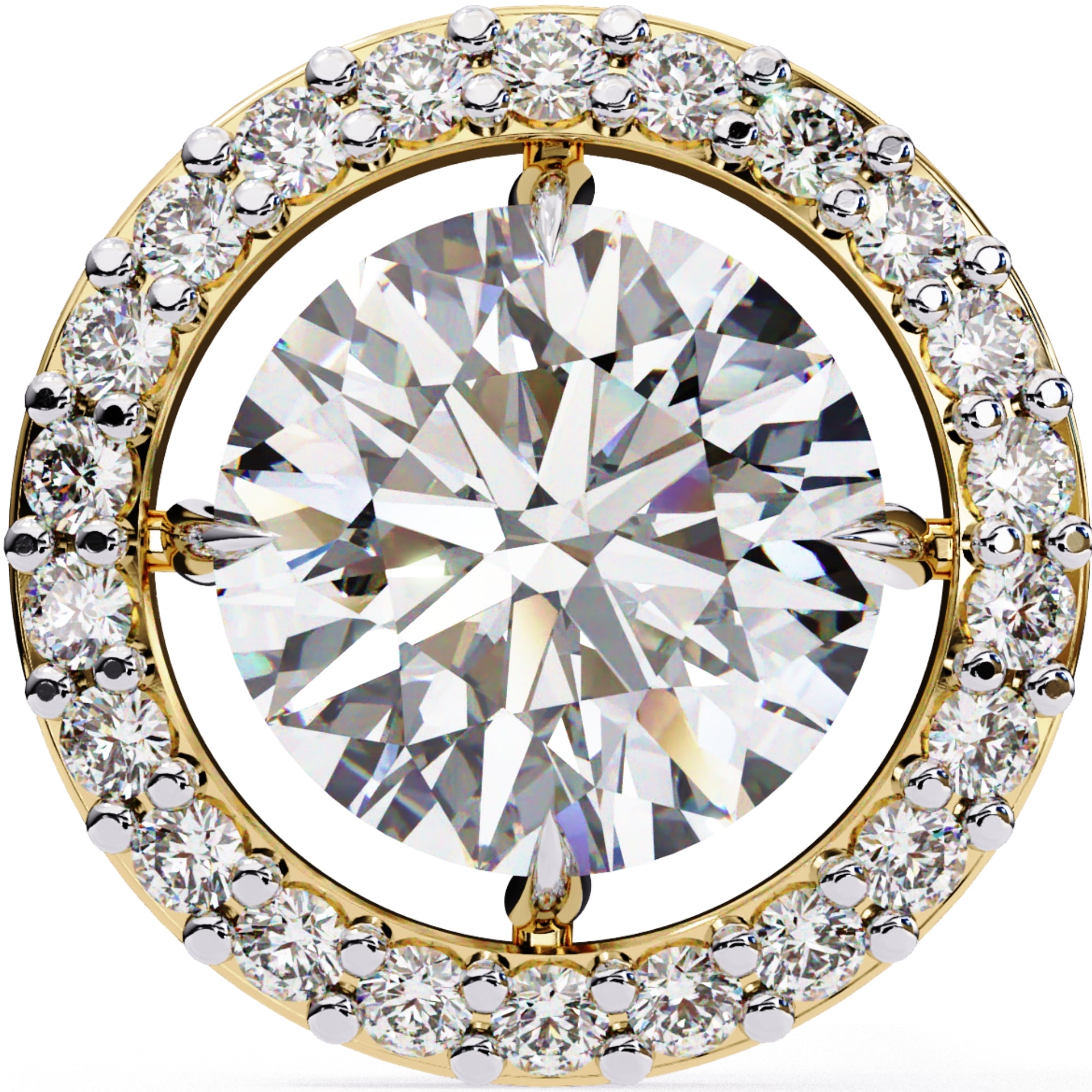 Cercei Stud Round Halo cu Diamante Create în Laborator de 0.92 ct din 18K Aur Galben - Castelo.ro