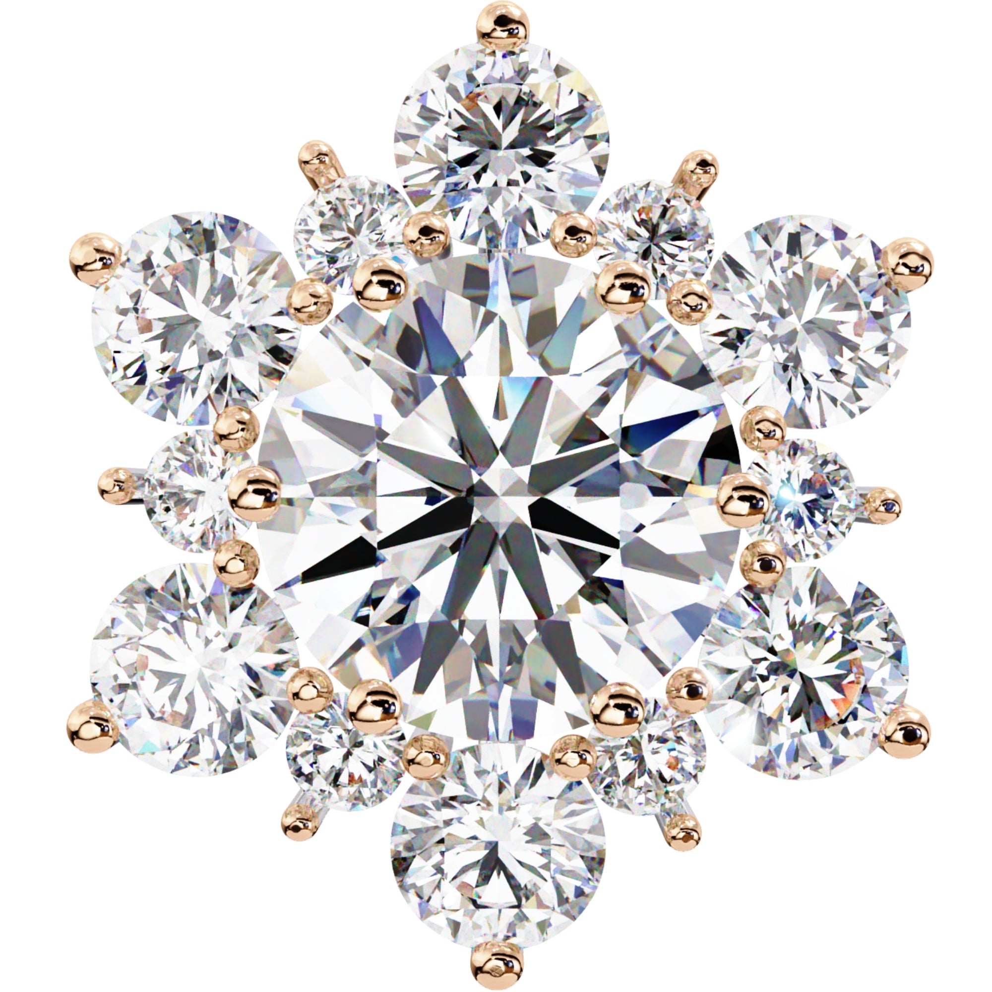 Cercei Stud Snowflake cu Diamante Create în Laborator de 0.72 ct din 18K Aur Galben - Castelo.ro