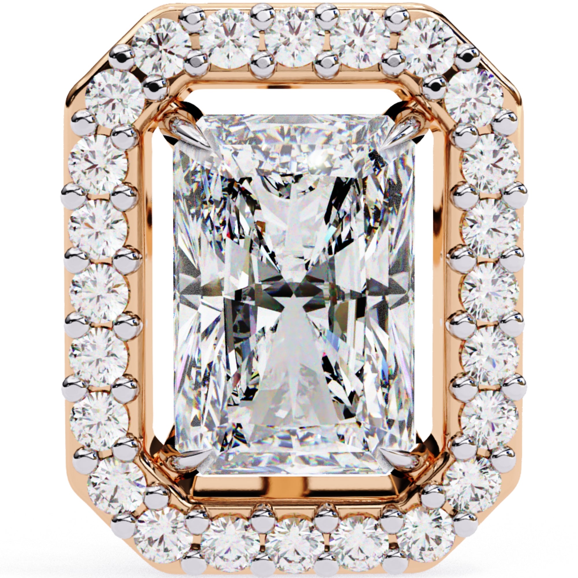Cercei Stud Radiant Eiffel cu Moissanite de 0.95 ct din 18K Aur Roz - Castelo.ro