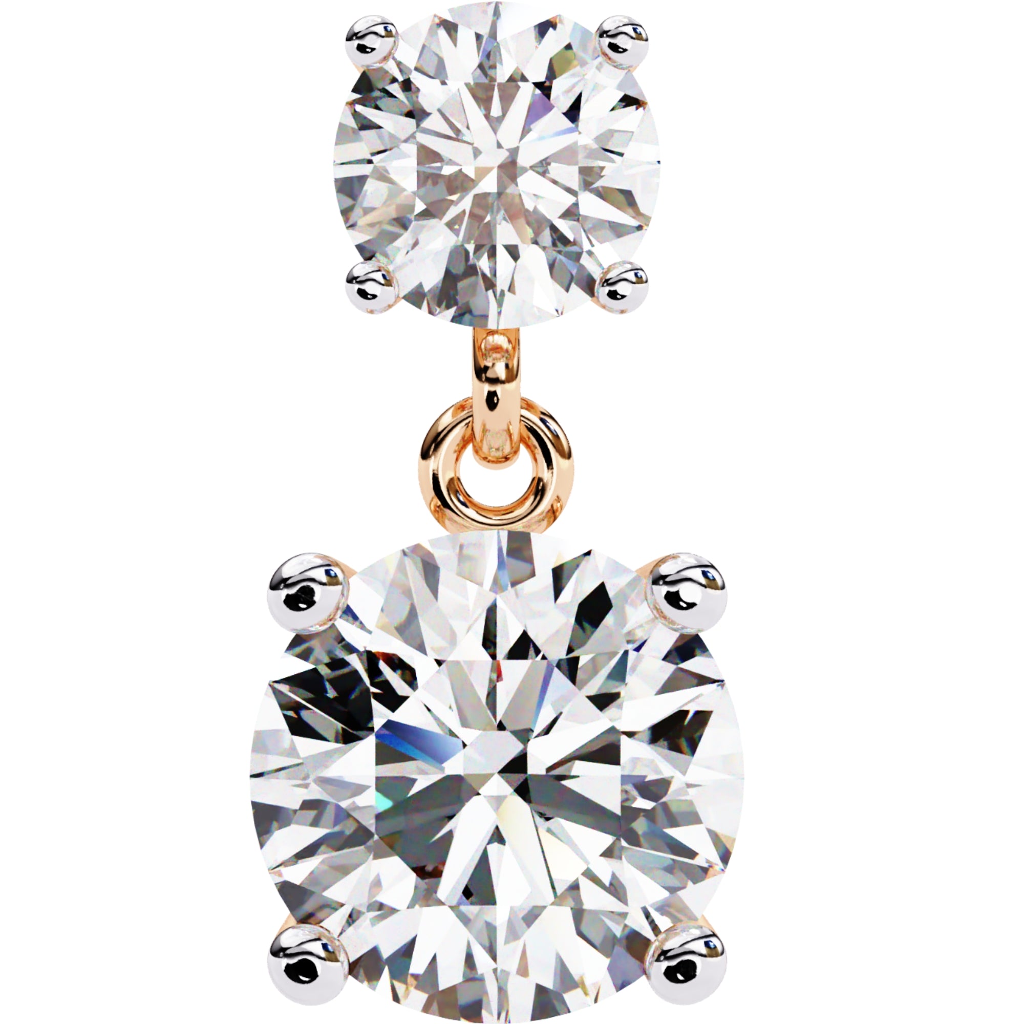 Cercei Drop Stud din Aur 14k Cu Diamante Create în Laborator Tăietură Briliant de 3.7 ct din 14K Aur Roz - Castelo.ro