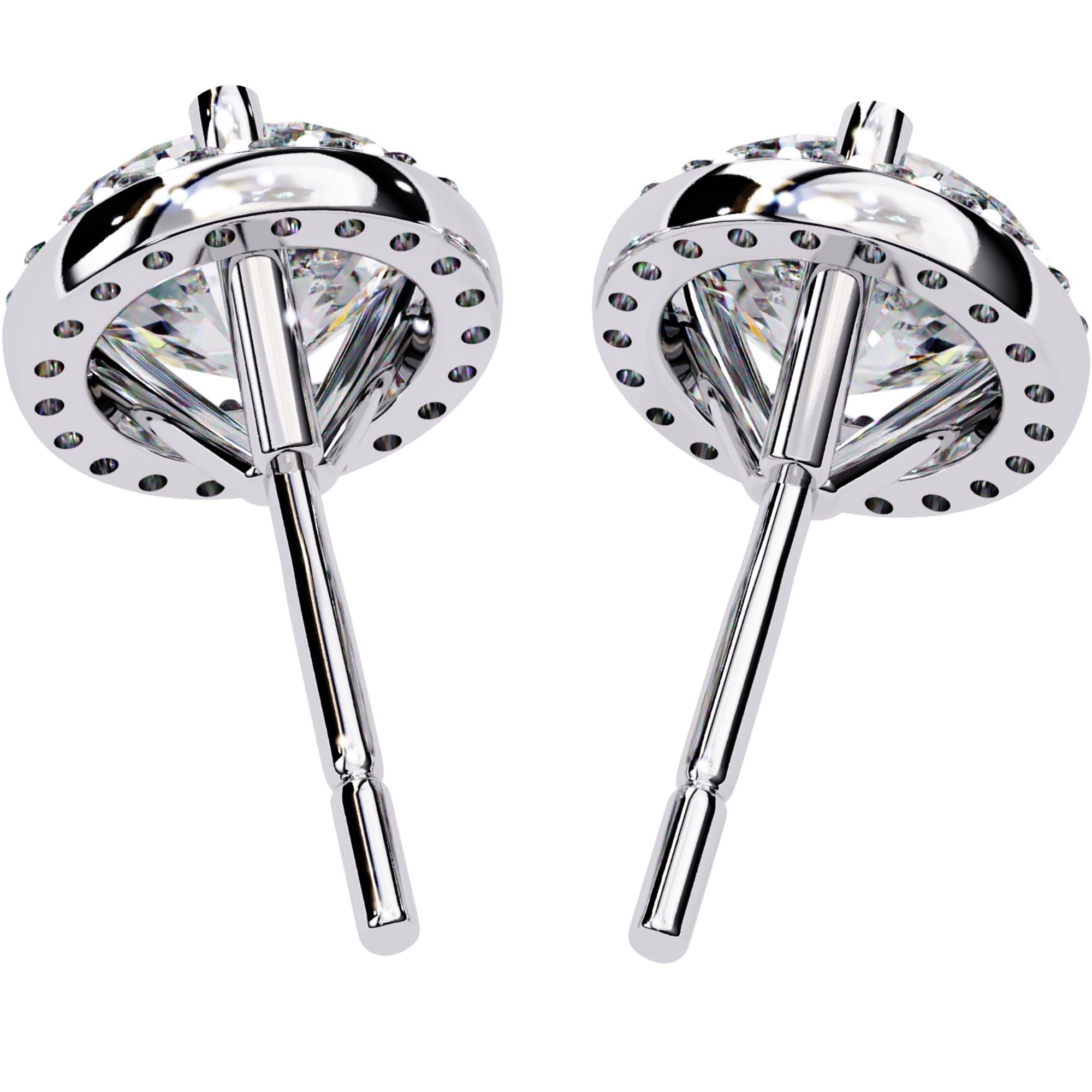 Cercei Stud Halo Dreams din Aur 14k cu Moissanite de 1.95 ct