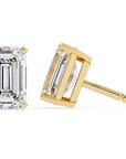Cercei Stud Noble cu Diamante Create în Laborator Tăietură Emerald de 2.4 ct din 18K Aur Galben - Castelo.ro