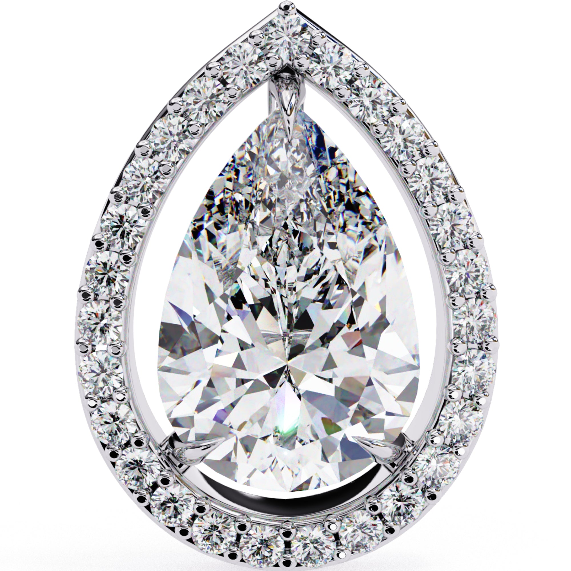 Cercei Stud Tear Drop din Aur 14k cu Moissanite de 0.81 ct din 14K Aur Alb - Castelo.ro