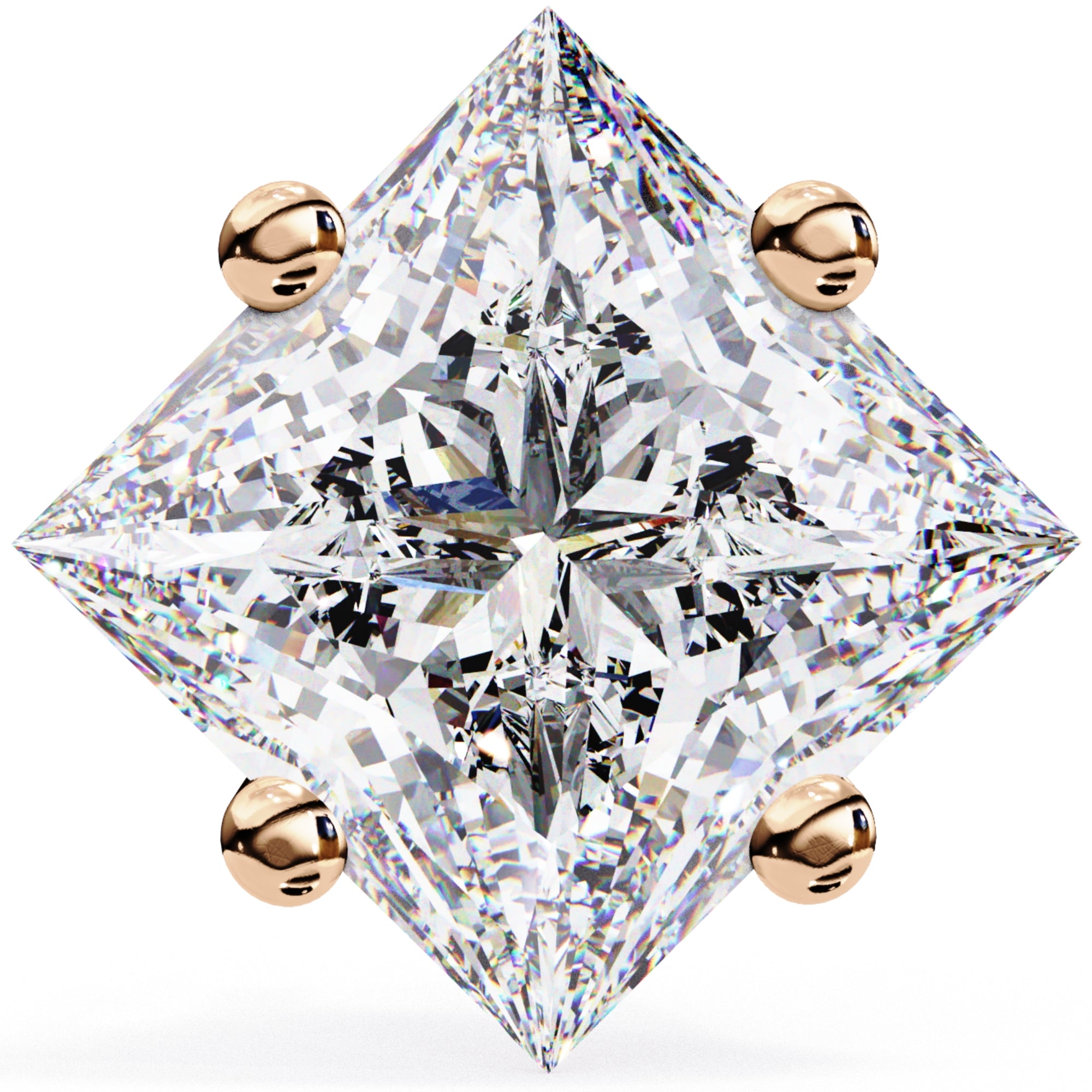 Cercei Stud Cu Diamante Naturale Tăietură Princess de 2 ct din - Castelo.ro