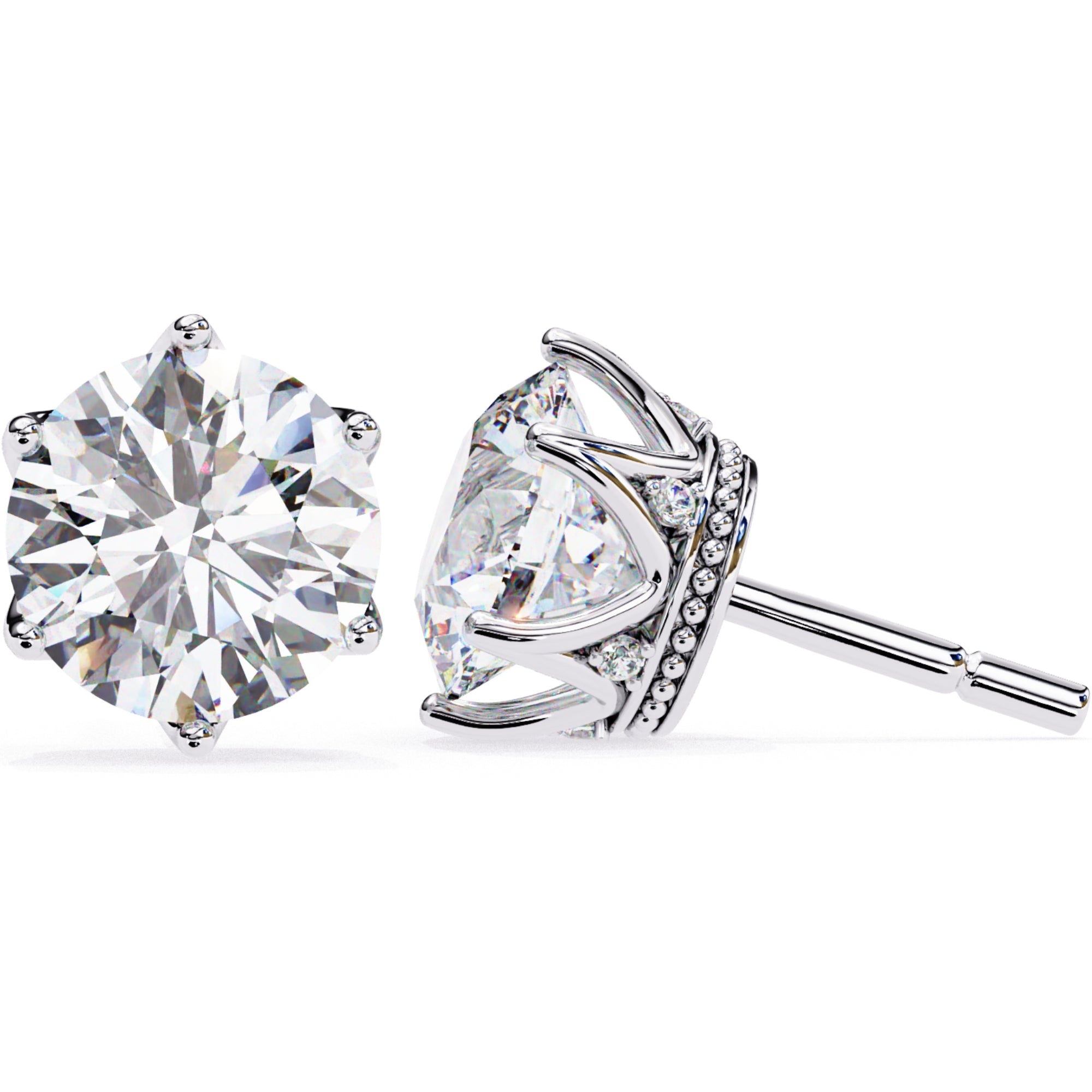 Cercei Stud Royal Cu Diamante Naturale Tăietură Briliant de 2.6 ct din - Castelo.ro