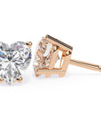 Cercei Stud Inima cu Diamante Naturale Tăietură Heart de 2.4 ct din 18K Aur Roz - Castelo.ro