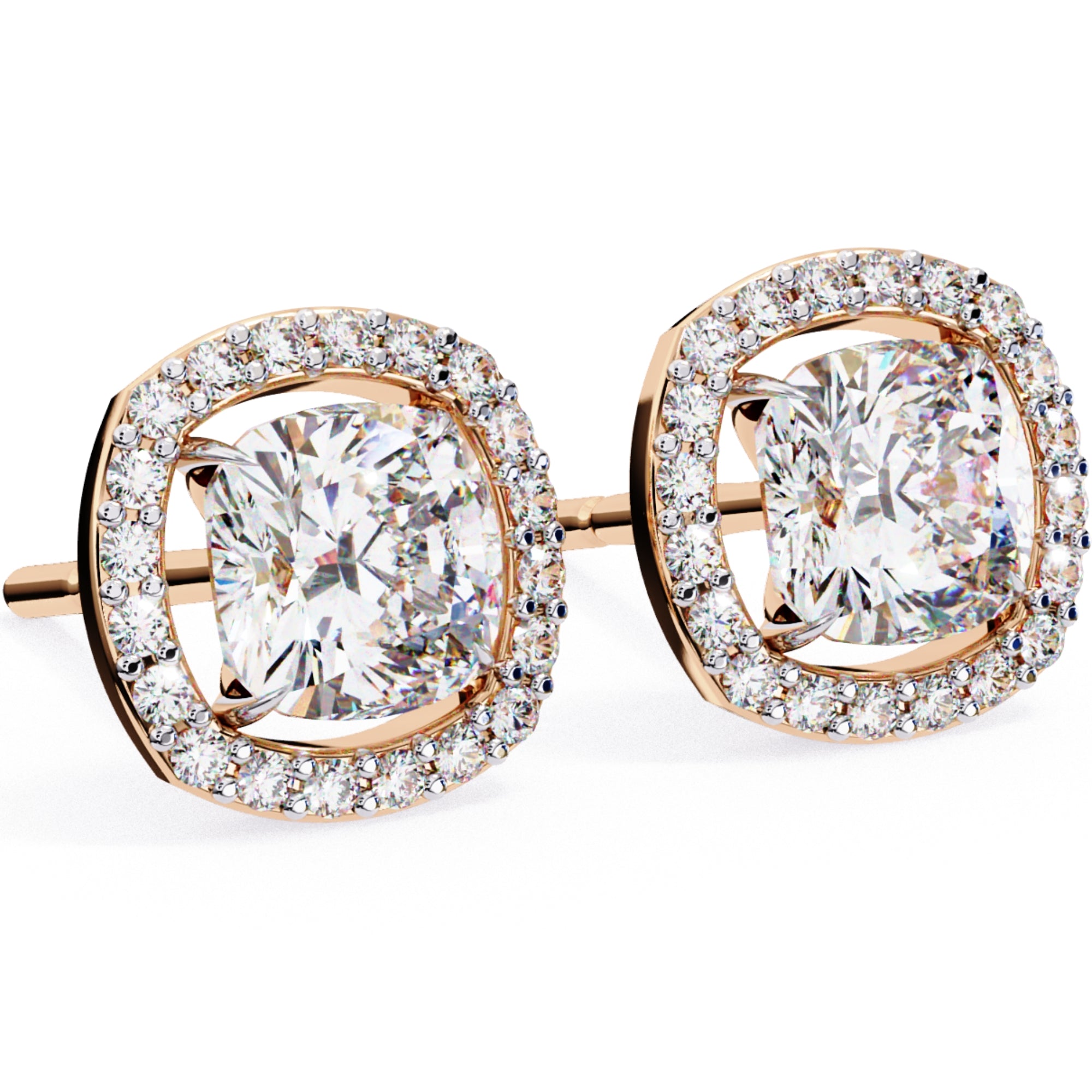 Cercei Stud Elsa cu Diamante Create în Laborator de 0.96 ct din 18K Aur Roz - Castelo.ro