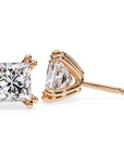 Cercei Stud Lumiere cu Diamante Naturale Tăietură Princess de 3 ct din 18K Aur Roz - Castelo.ro
