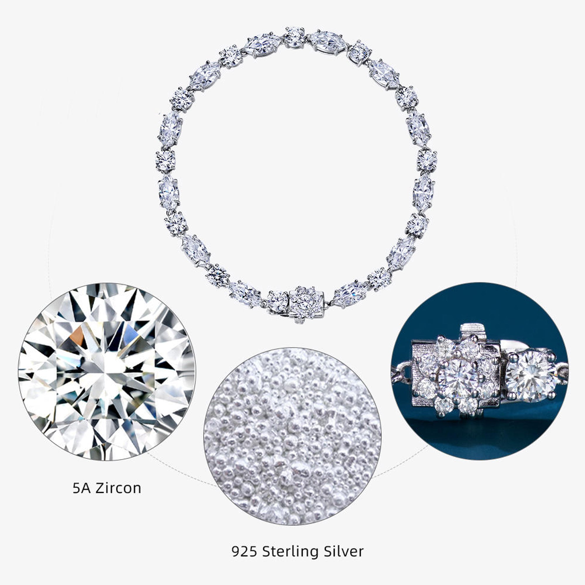 Brățară Regală Versailles din Argint 925 cu Cristale Zirconiu 5A Tăietură Marquise din - Castelo.ro