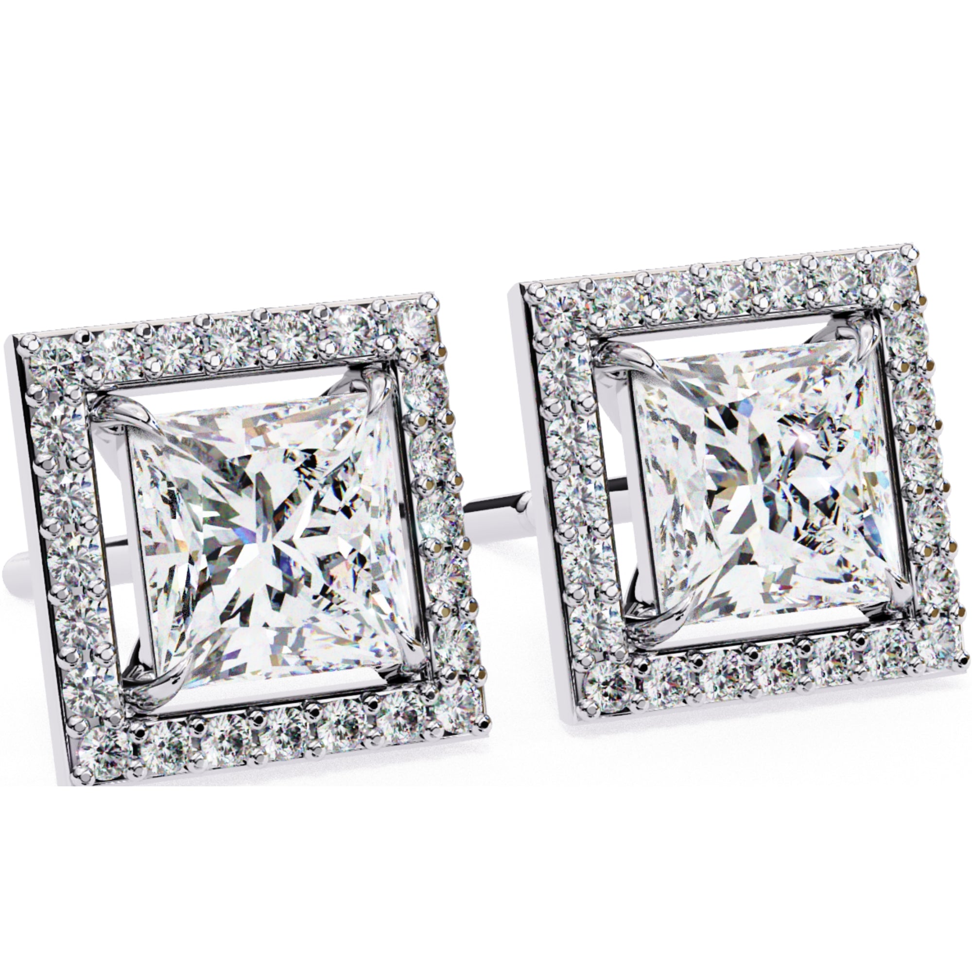 Cercei Stud Square cu Diamante Create în Laborator de 0.84 ct din - Castelo.ro
