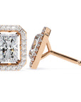 Cercei Stud Radiant Eiffel cu Moissanite de 0.95 ct din 18K Aur Roz - Castelo.ro