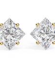 Cercei Stud din Aur 14k Cu Diamante Naturale Tăietură Princess de 2 ct din 14K Aur Galben - Castelo.ro