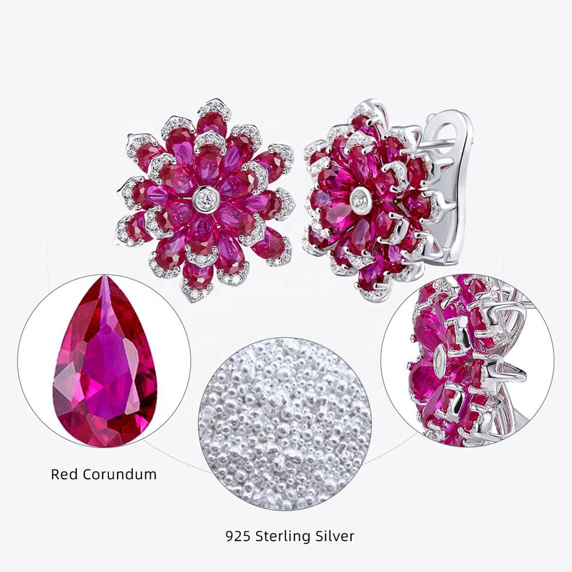Cercei Stud Roz Floare Eternă din Argint S925 Placat cu Rodiu și Zirconiu 5A din - Castelo.ro