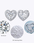 Cercei Stud Inimă cu Halo din Argint 925 Placat cu Rodiu și Zircon 5A din - Castelo.ro