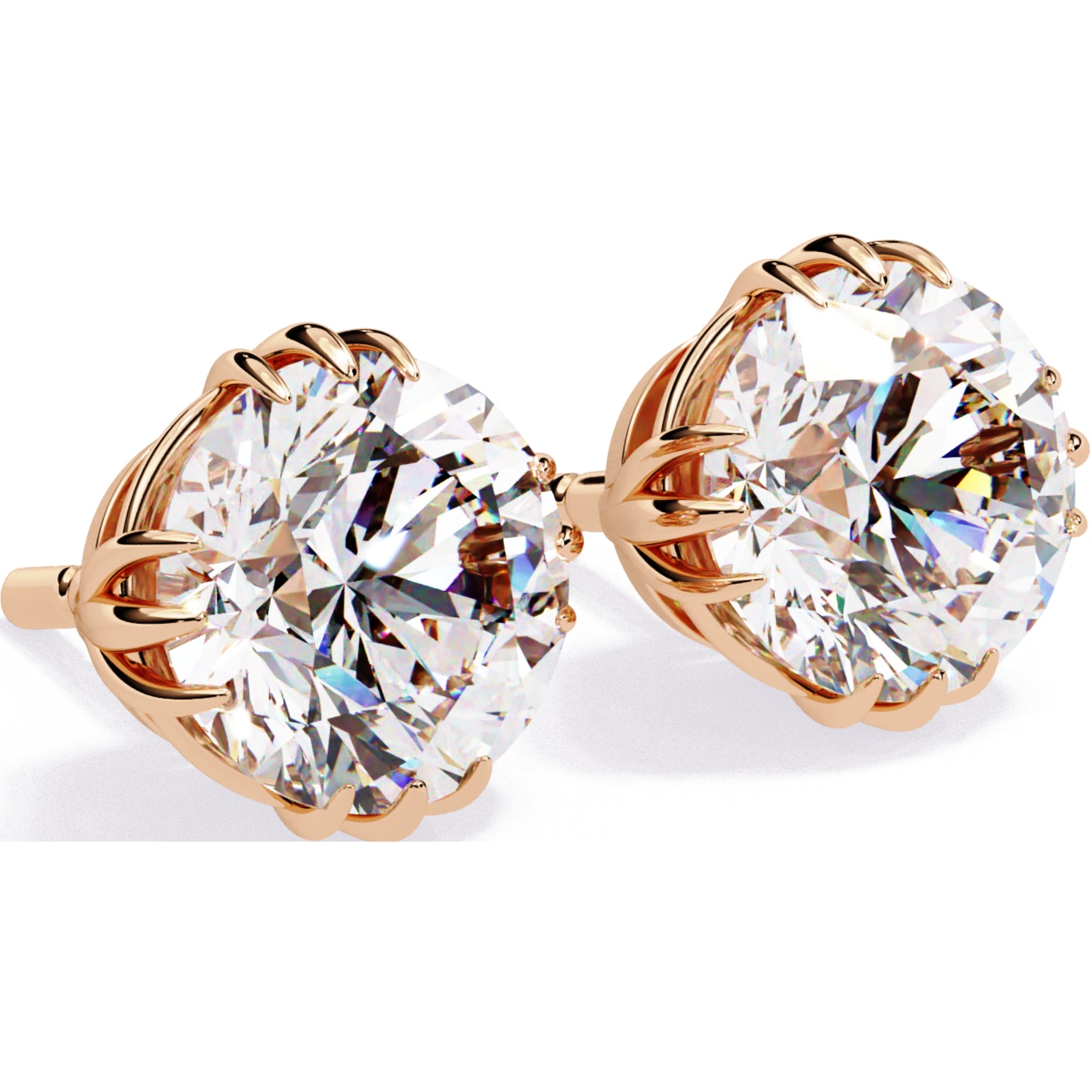 Cercei Stud Imperial din Aur 14k cu Moissanite Tăietură Briliant de 2.8 ct din 14K Aur Roz - Castelo.ro