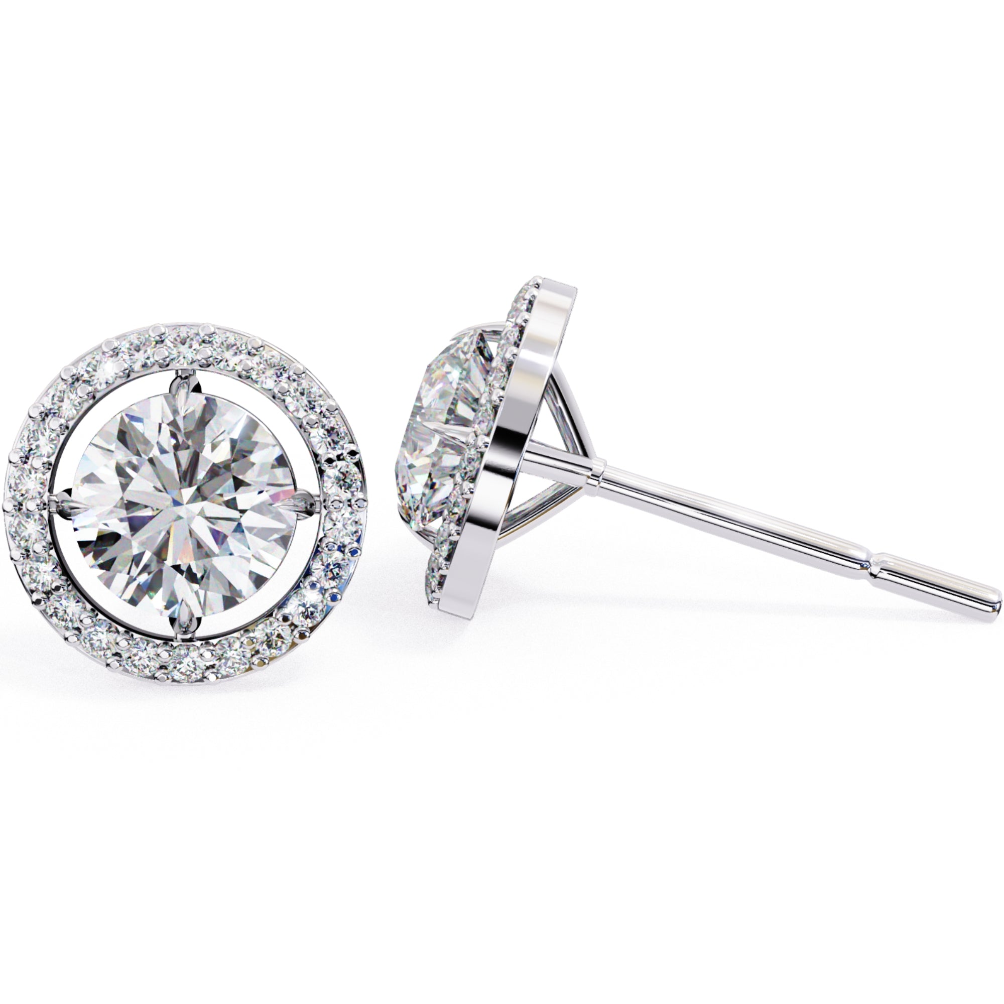 Cercei Stud Round Halo cu Diamante Create în Laborator de 0.92 ct din - Castelo.ro