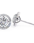 Cercei Stud Round Halo cu Diamante Create în Laborator de 0.92 ct din - Castelo.ro