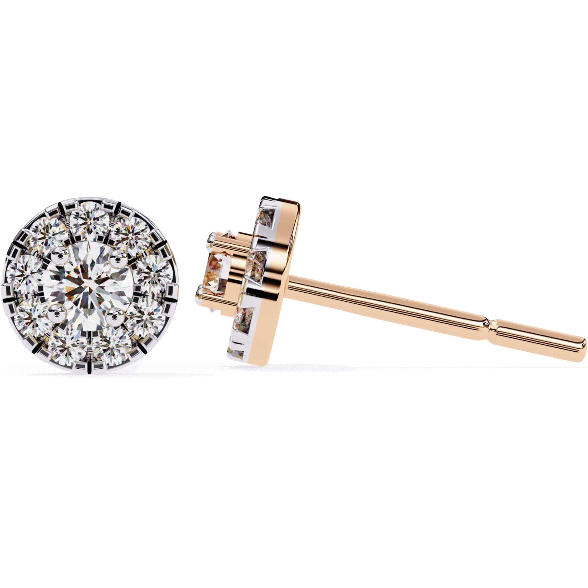 Cercei Stud Fleur din Aur 14k cu Moissanite Tăietură Briliant de 0.26 ct din 14K Aur Roz - Castelo.ro