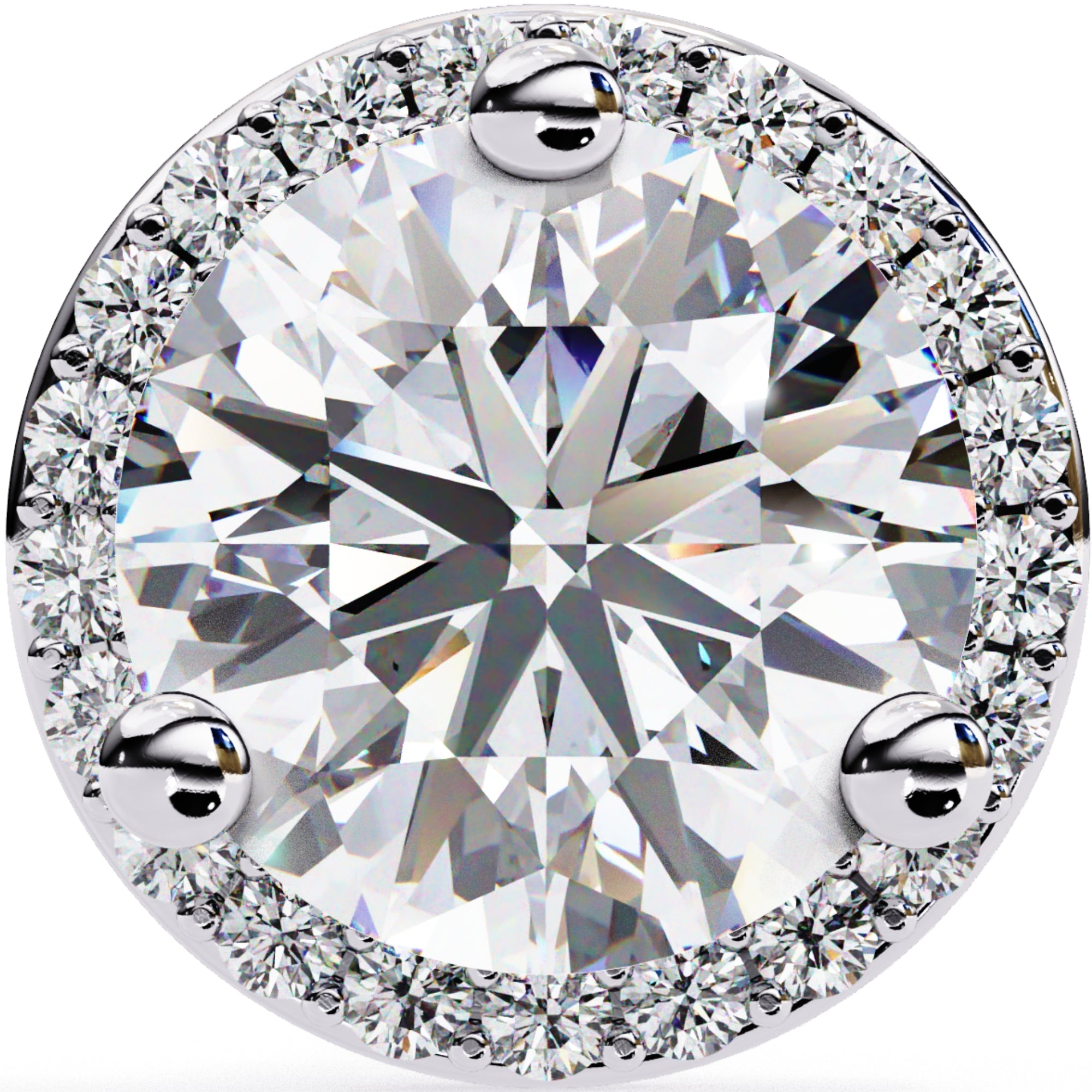 Cercei Stud Halo Dreams din Aur 14k cu Moissanite de 1.95 ct