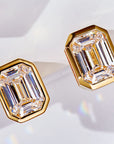 Cercei Stud Rectangulari cu Tăietură Asscher din Argint 925 Placat cu Aur și Zirconiu 5A din - Castelo.ro