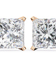 Cercei Stud Imperial din Aur 14k cu Moissanite Tăietură Princess de 3 ct din 14K 8K Aur Roz - Castelo.ro