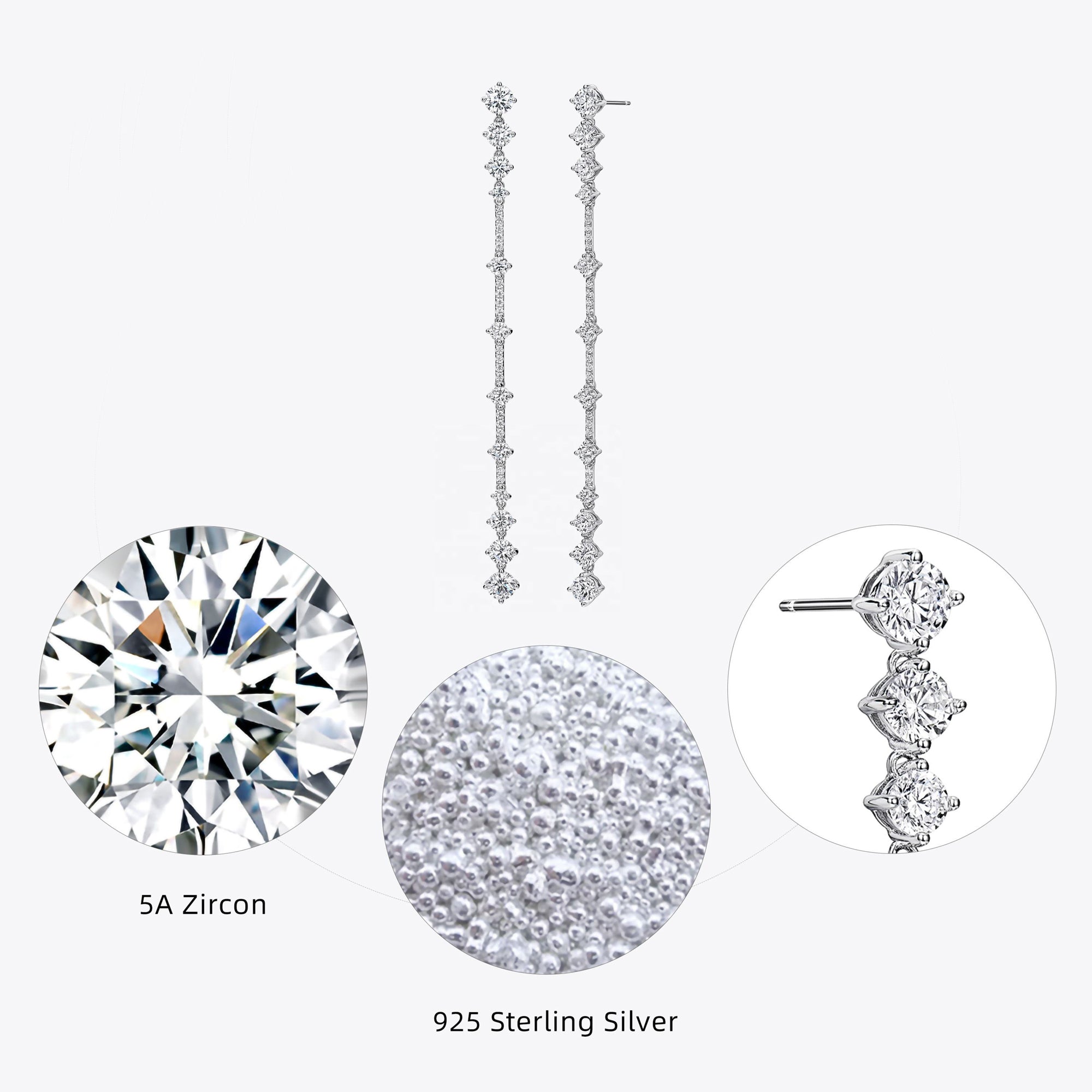 Cercei Lungi Drop din Argint 925 cu Zircon 5A din - Castelo.ro