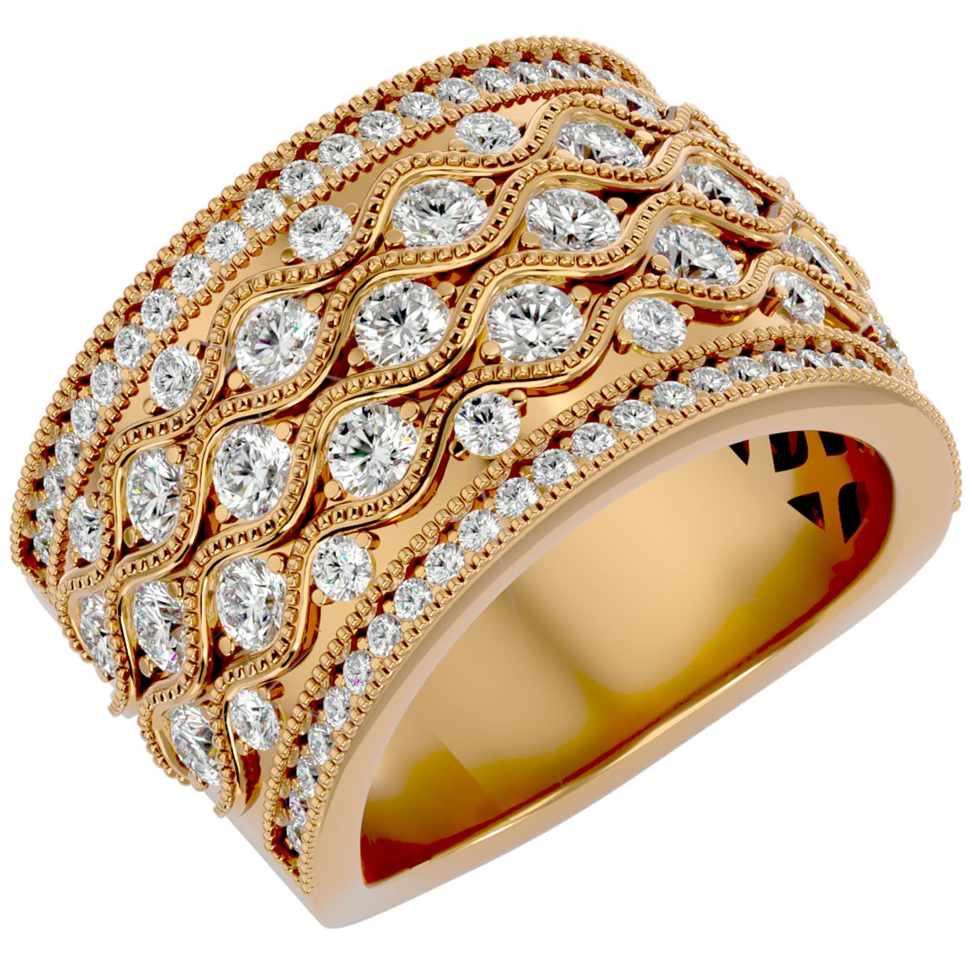 Inel Regal Vintage din Aur 14k cu Diamante Create în Laborator de 1.73 ct din 14k Aur Galben - Castelo.ro
