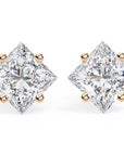 Cercei Stud din Aur 14k Cu Diamante Naturale Tăietură Princess de 2 ct din 14K Aur Roz - Castelo.ro