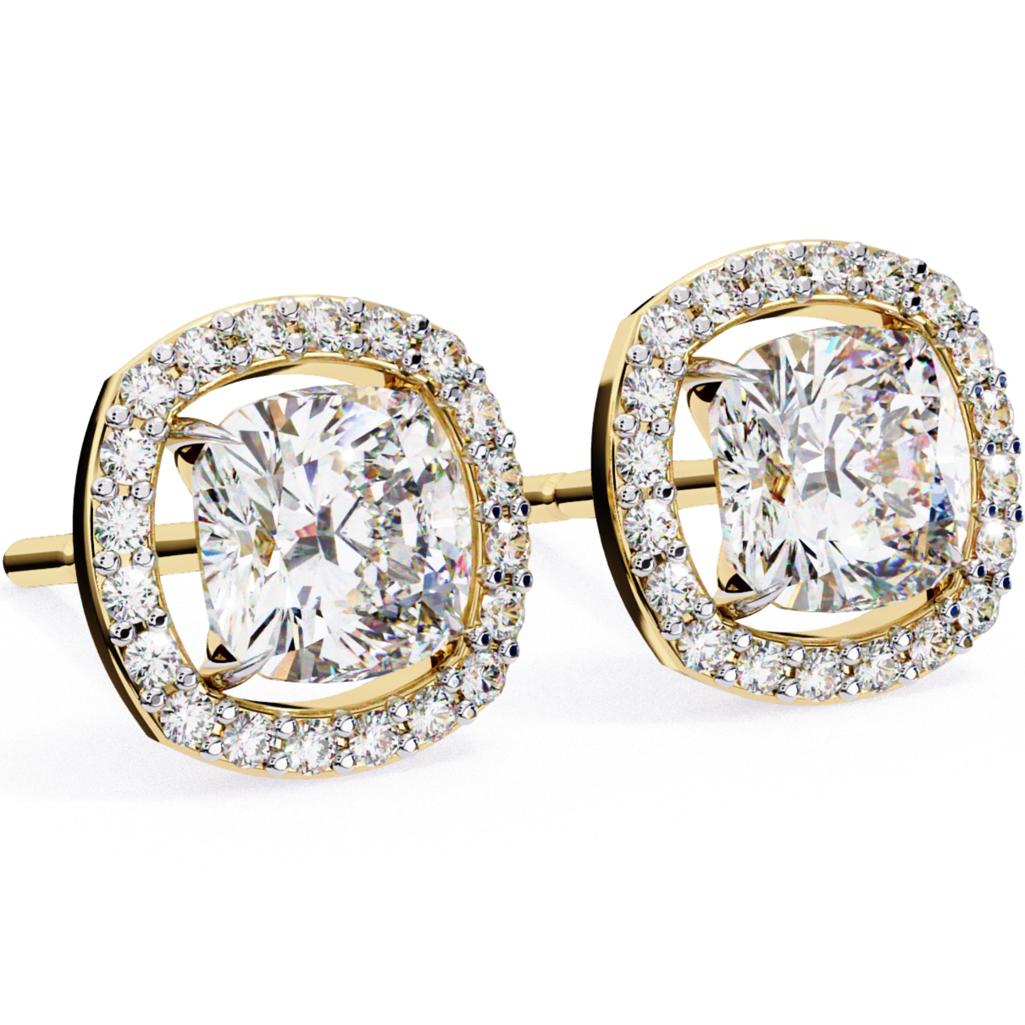 Cercei Stud Elsa cu Diamante Create în Laborator de 0.96 ct din 18K Aur Galben - Castelo.ro