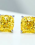 Cercei Stud cu Piatră Galbenă Tăietură Pernă din Argint S925 Placat cu Rodiu și Zircon 5A din - Castelo.ro