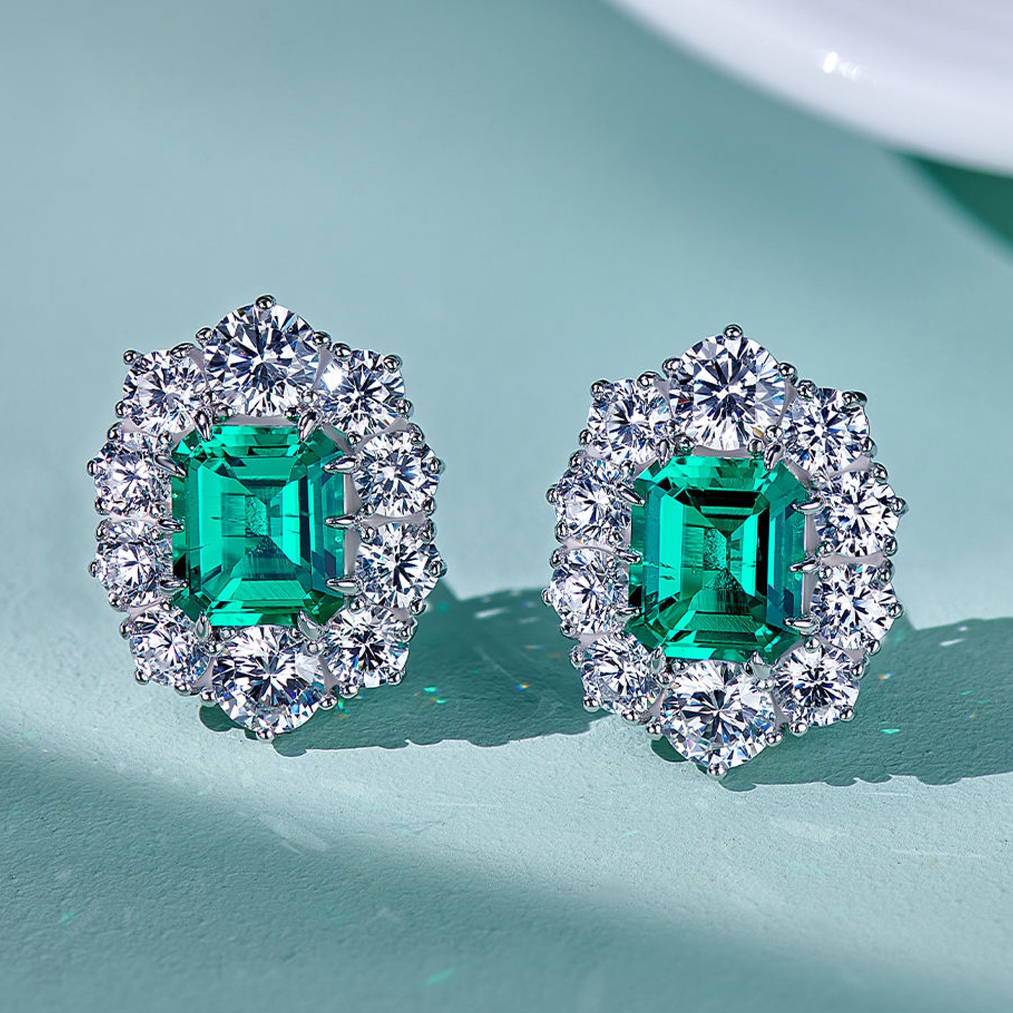 Cercei Vintage cu Cristal Verde Tăietură Asher din Argint 925 cu Zircon 5A din - Castelo.ro