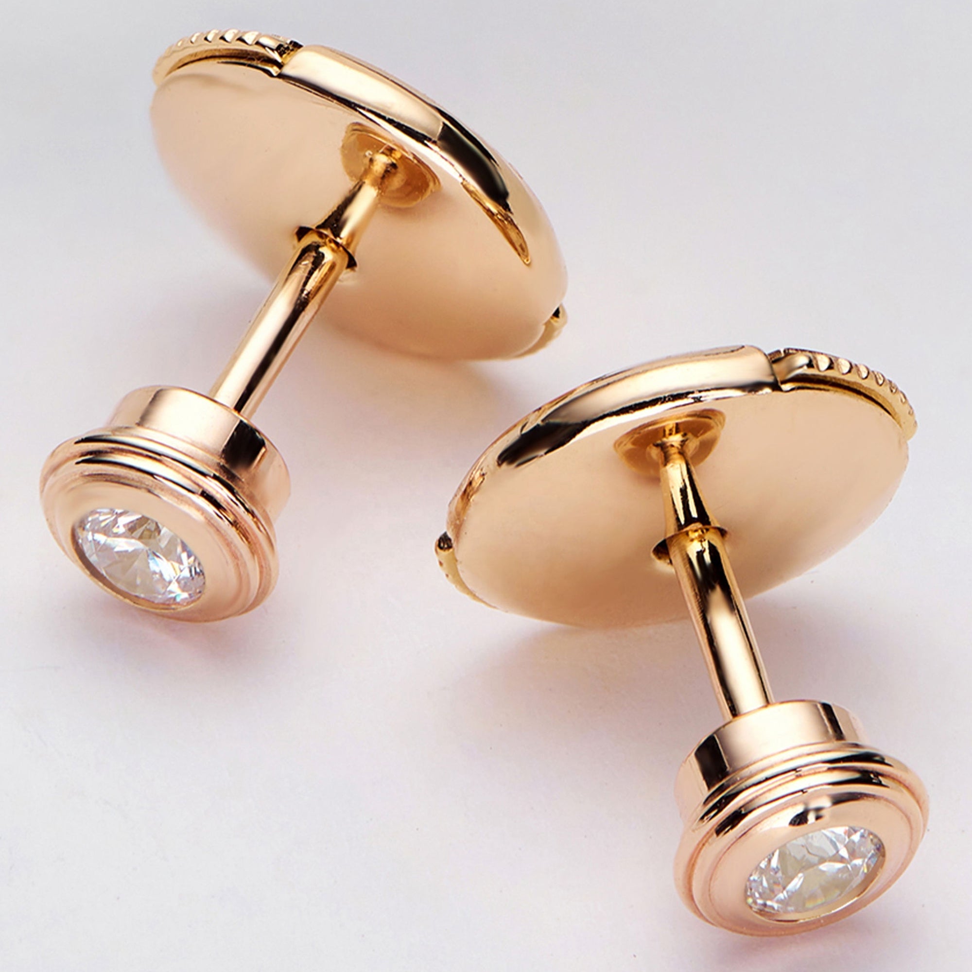 Cercei Stud Mini din Argint 925 Placat cu Aur Roz și Zirconiu 5A din - Castelo.ro