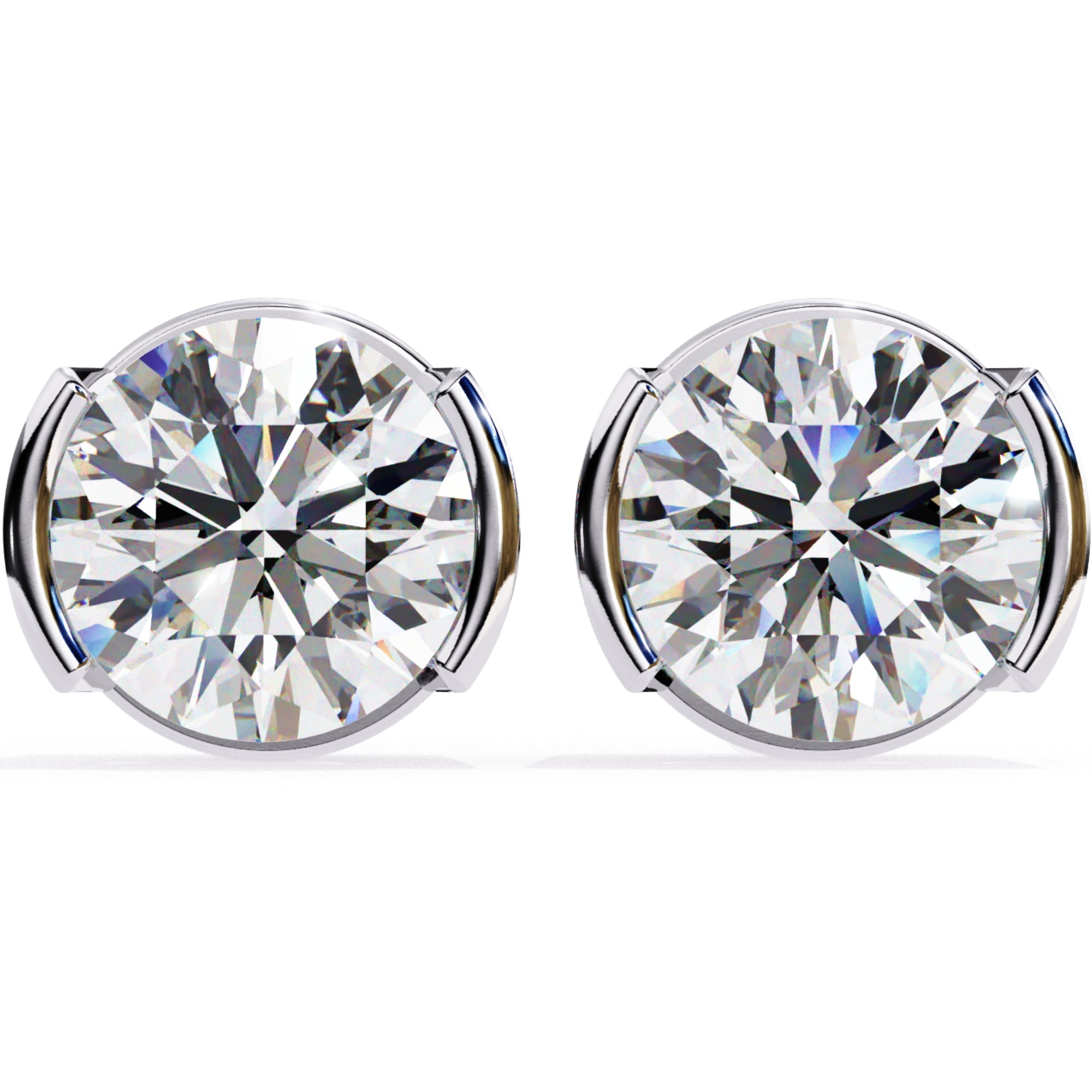 Cercei Stud Bezel Rio din Aur 14k cu Moissanite Tăietură Briliant de 2.5 ct din 14K Aur Alb - Castelo.ro
