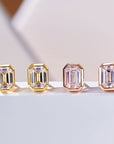 Cercei Stud Rectangulari cu Tăietură Asscher din Argint 925 Placat cu Aur și Zirconiu 5A din - Castelo.ro