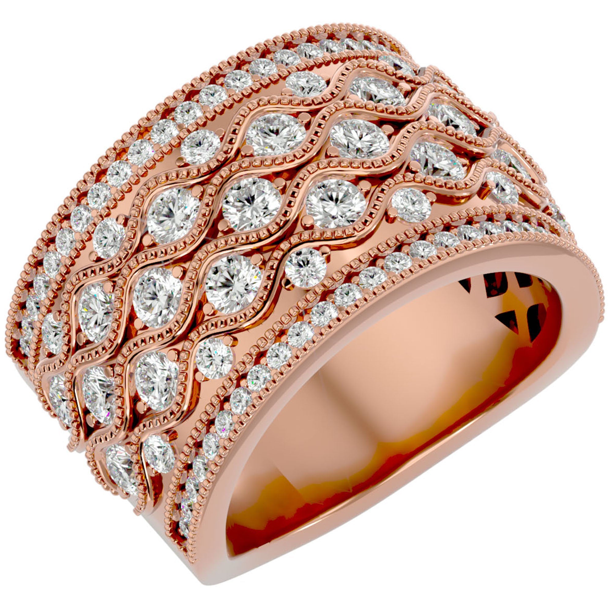 Inel Regal Vintage cu Diamante Naturale de 1.73 ct din 18k Aur Roz - Castelo.ro