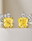 Cercei Stud Ananas cu Cristal Galben din Argint S925 Placat cu Rodiu și Zircon A5 din - Castelo.ro
