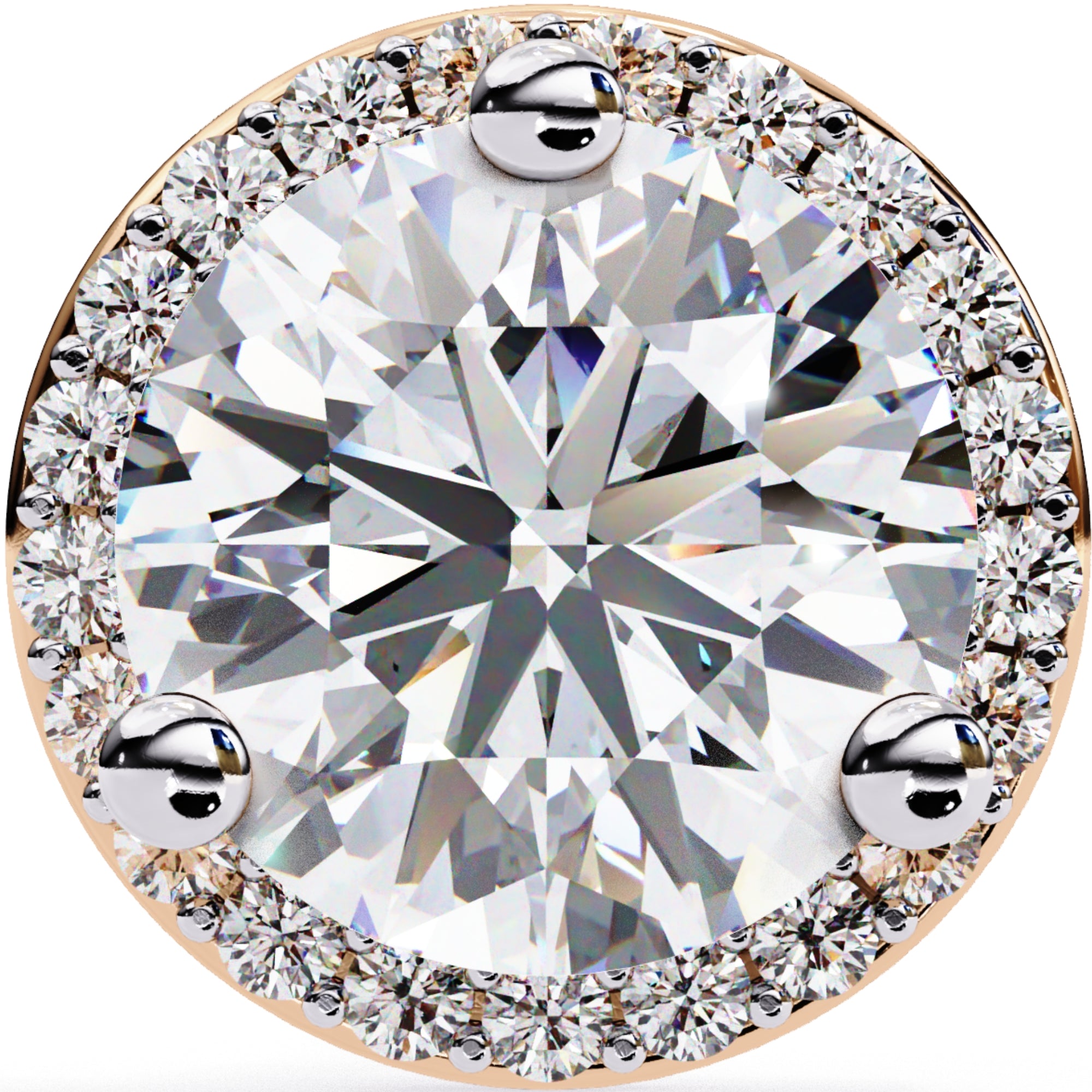 Cercei Stud Halo Dreams din Aur 14k cu Moissanite de 1.95 ct