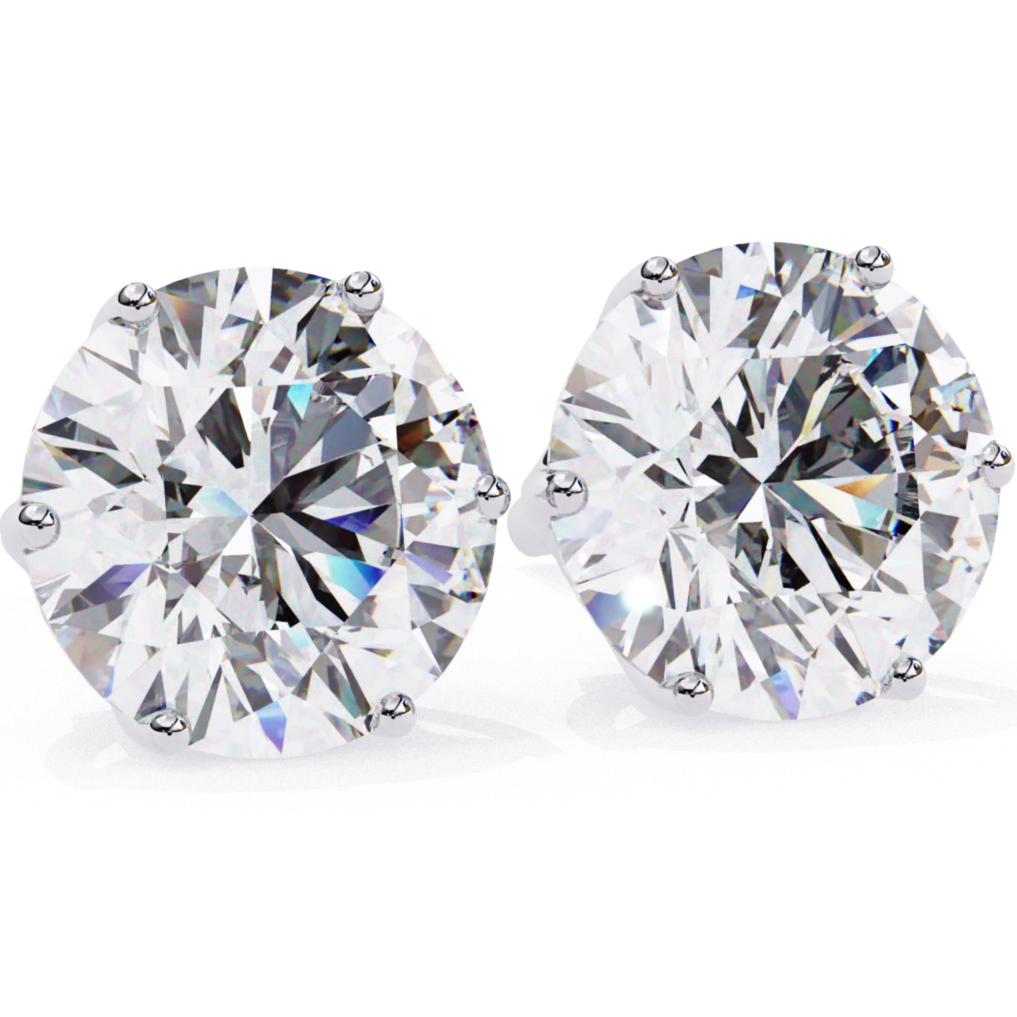Cercei Stud Majestic din Aur 14k cu Diamante Naturale Tăietură Briliant de 2.5 ct din 14K Aur Alb - Castelo.ro