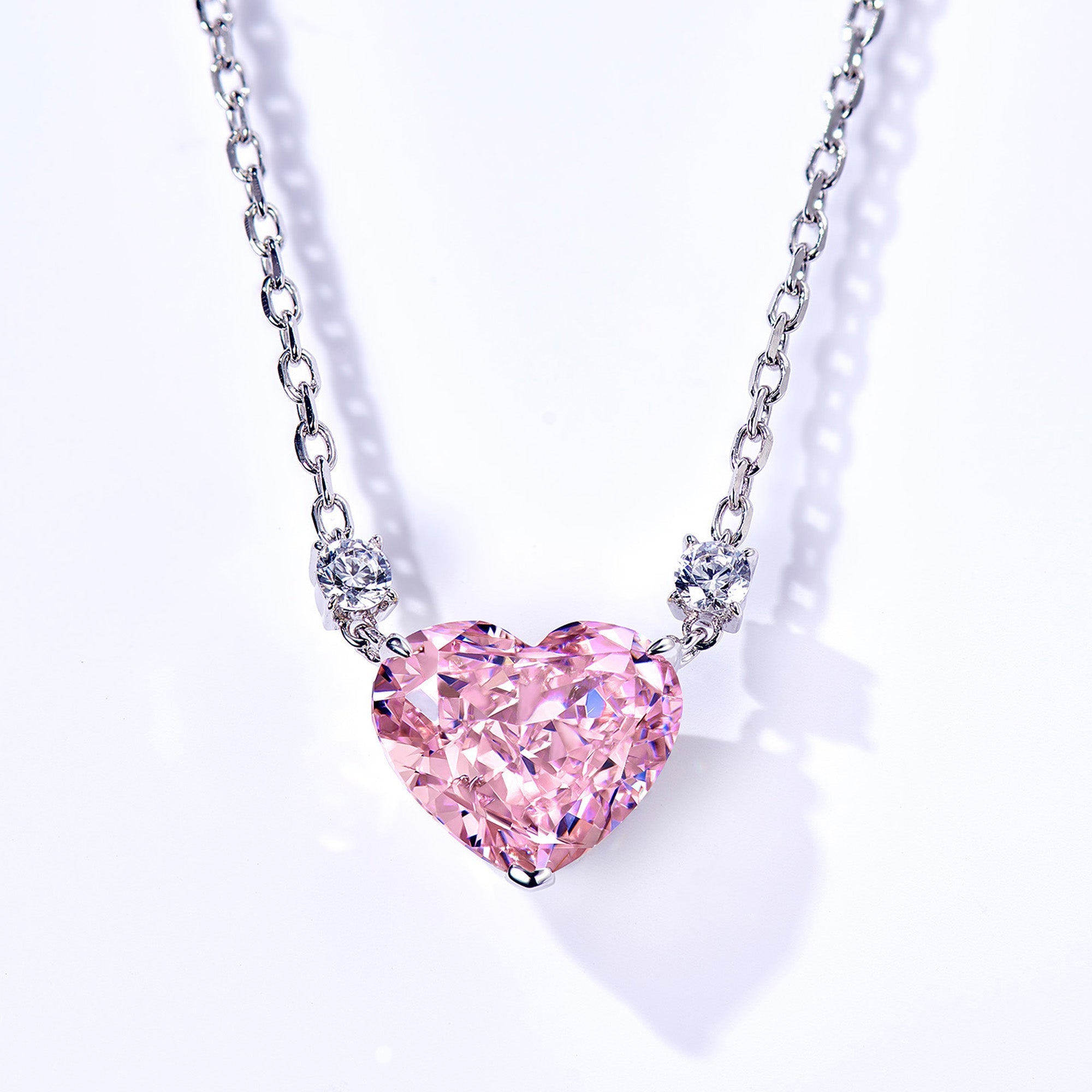 Colier Pendant Inimă Roz din Argint 925 cu Zircon din - Castelo.ro