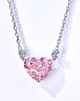 Colier Pendant Inimă Roz din Argint 925 cu Zircon din - Castelo.ro