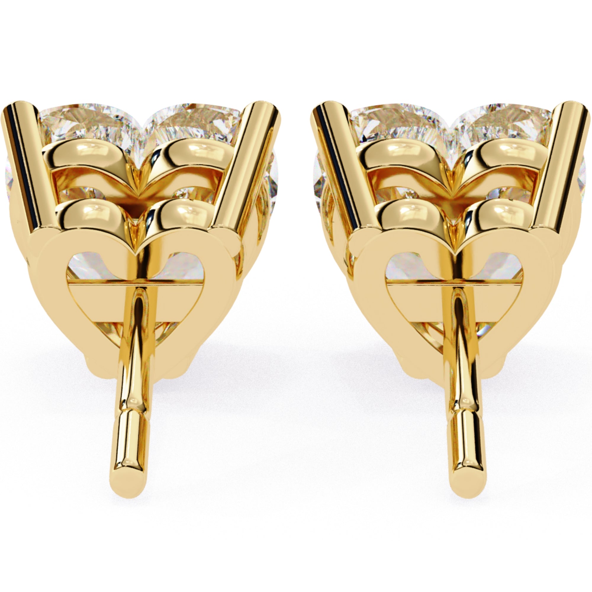 Cercei Stud Inima din Aur 14k cu Moissanite Tăietură Heart de 2.4 ct din 14K Aur Galben - Castelo.ro