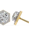 Cercei Hexa Stud Halo cu Diamante Create în Laborator de 2.1 ct din 18K Aur Galben - Castelo.ro