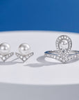 Cercei Mini cu Perlă 6mm din Argint 925 Placat cu Rodiu și Zirconiu Cubic din - Castelo.ro