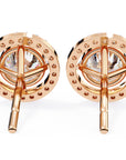 Cercei Stud Round Halo cu Moissanite de 0.92 ct din 18K Aur Roz - Castelo.ro
