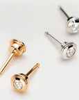Cercei Stud Mini din Argint 925 Placat cu Aur Roz și Zirconiu 5A din - Castelo.ro