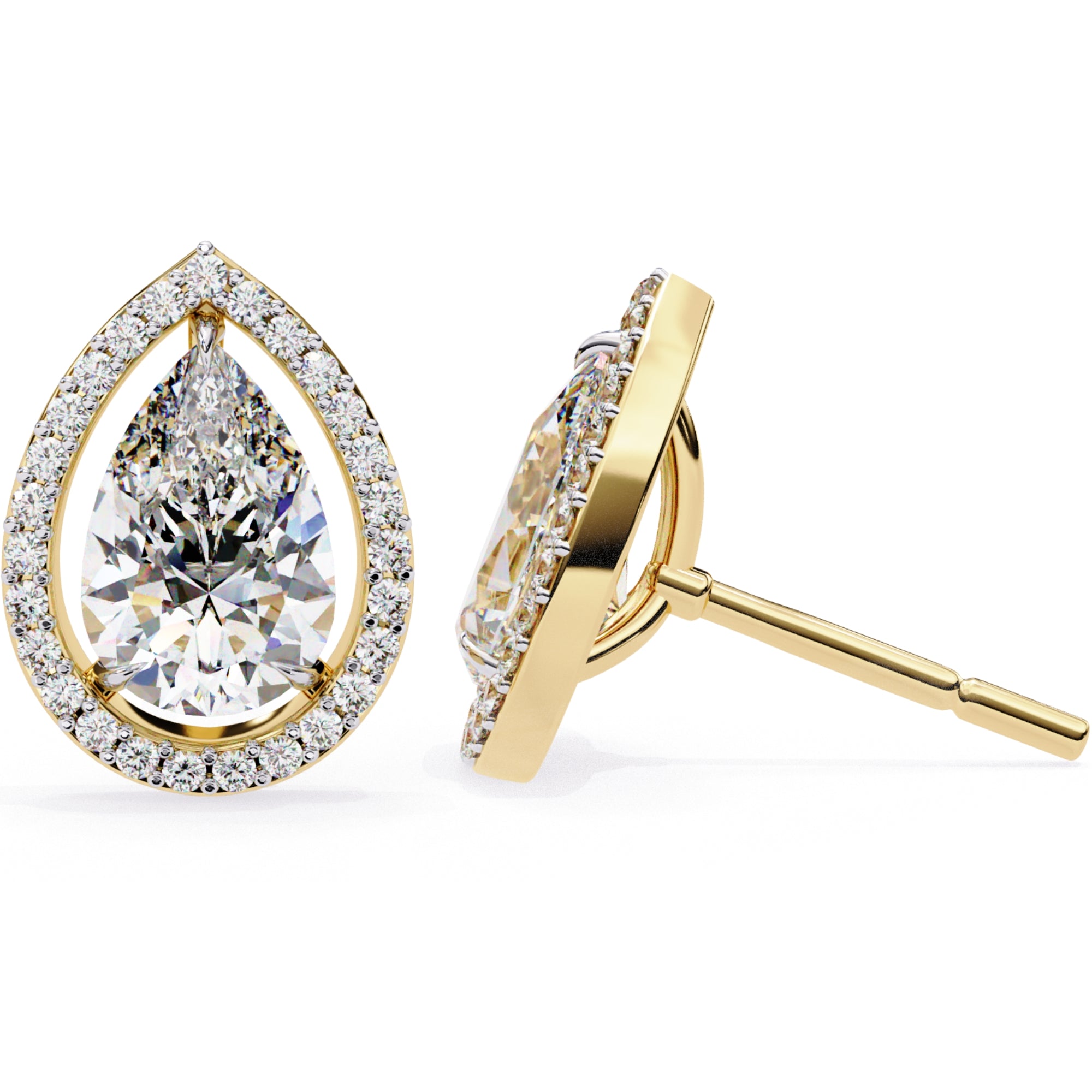 Cercei Stud Tear Drop din Aur 14k cu Moissanite de 0.81 ct din 14K Aur Galben - Castelo.ro