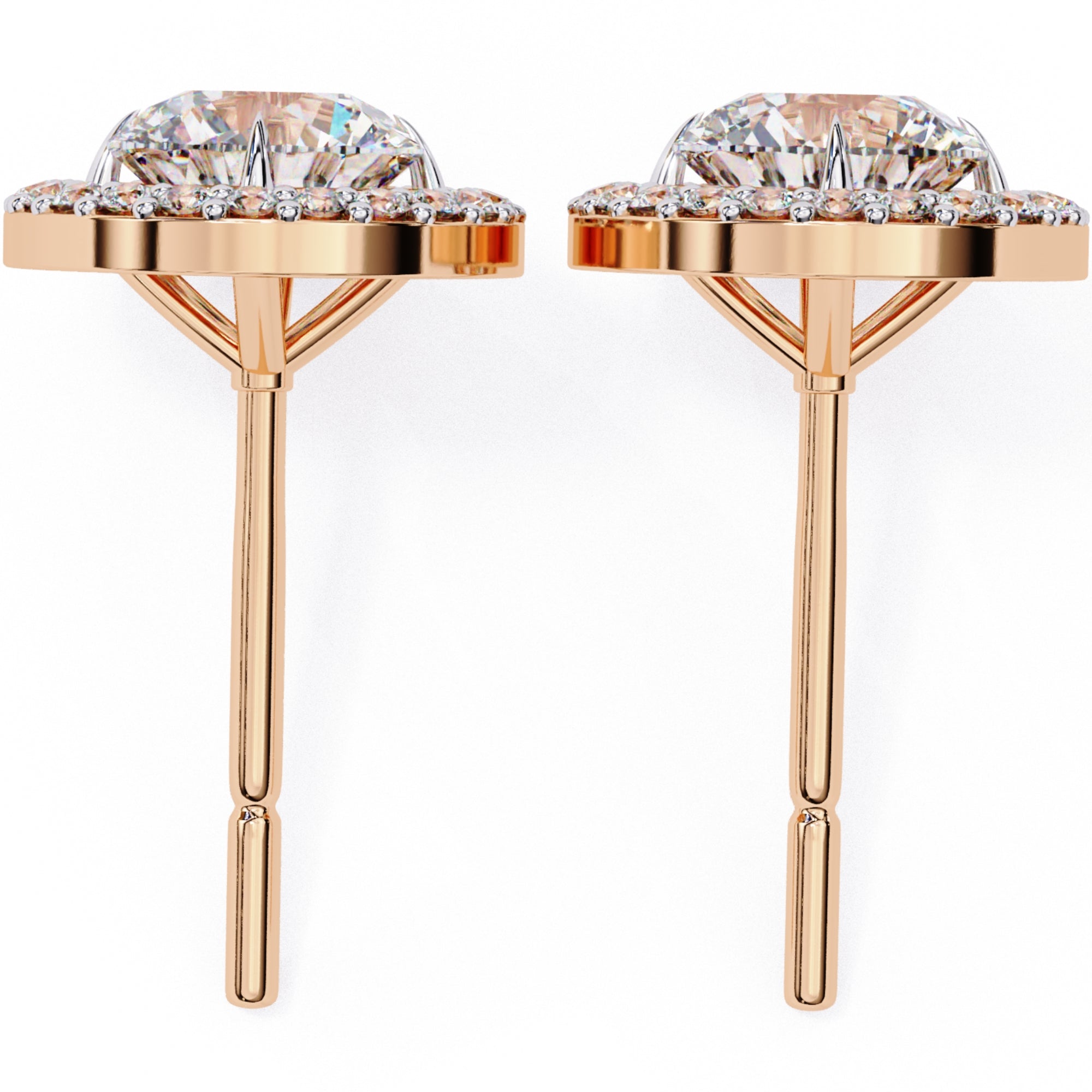Cercei Stud Oval Star din Aur 14k cu Diamante Create în Laborator de 0.97 ct din 14K Aur Roz - Castelo.ro